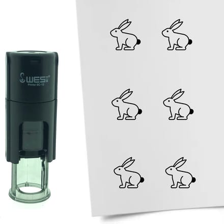CombiCraft Stempel Paashaas 10mm rond - zwarte inkt
