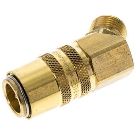Messing DN 9 Tempereerkoppeling Snelkoppeling G 3/8 inch Buitendraad Dubbele afsluiting 45-deg
