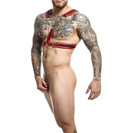 Mob Eroticwear Dngeon Cross Chain Harness Red