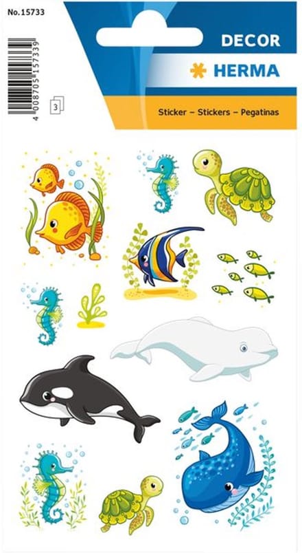 Décor sticker walvissen en zeedieren | 10 stuks