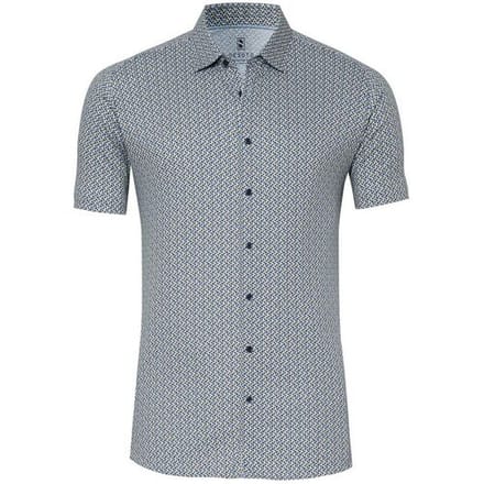 Desoto Overhemd Bubbles Fantasy Circles Dots Blauw-Geel / male