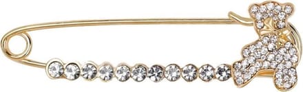 Fako Bijoux® - Sierspeld - Sjaalspeld - Vestsluiting - Vestspeld - Beertje - Kristal - 76mm - Goudkleurig