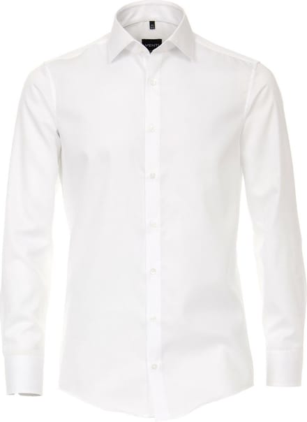 VENTI modern fit overhemd - twill - wit - Strijkvriendelijk - Boordmaat: 38