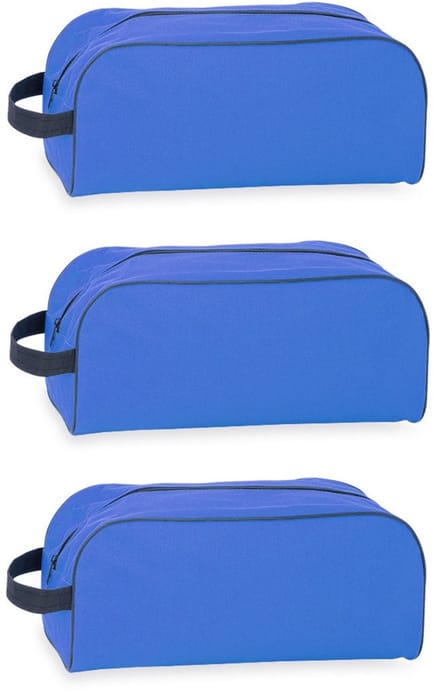 Schoenentas - 3x - 8 liter - blauw - 35 x 16 x 15 cm - polyester - ritssluiting - reizen