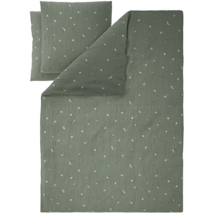 LIVARNO Mousseline dekbedovertrek 200 x 200 cm (Bloemen/groen)