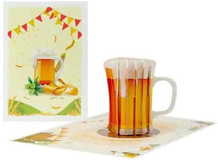 Wenskaart Kiriori 3D- Bier Kaart - met Envelop