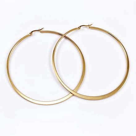 ∅70mm Oorbellen Dames - Stalen Goudkleur - Oorringen Platte-Design