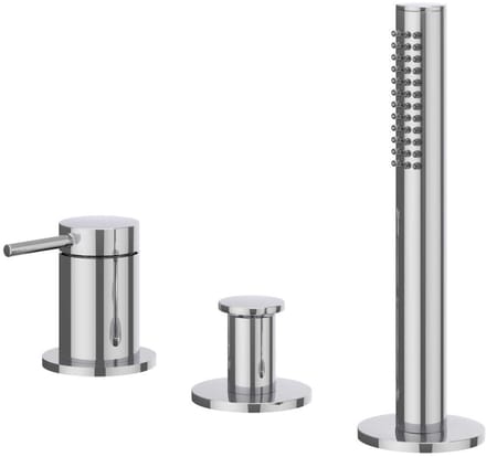 IVY Bond Badrandcombinatie 3-Gats Mengkraan met Uittrekbare Handdouche zonder Uitloop - Chroom