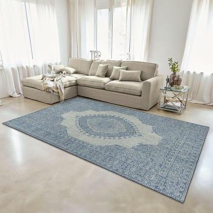 LOBERON Vloerkleed Valecrest blauw/wit
