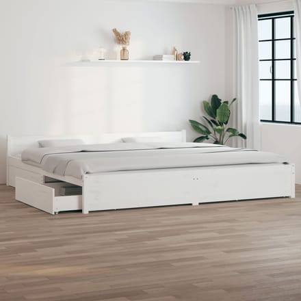 vidaXL - Bedframe - met - lades - wit - 180x200 - cm - Super - King - Size