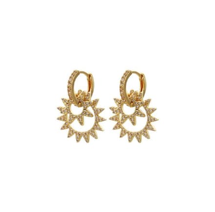 Jobo By JET - Double star earring - Gold with diamond - Goud met diamanten