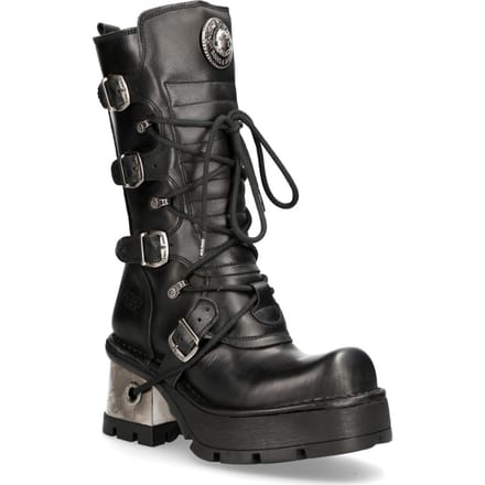 New Rock leren gothic halfhoge kuitlaarzen voor dames-373-S33