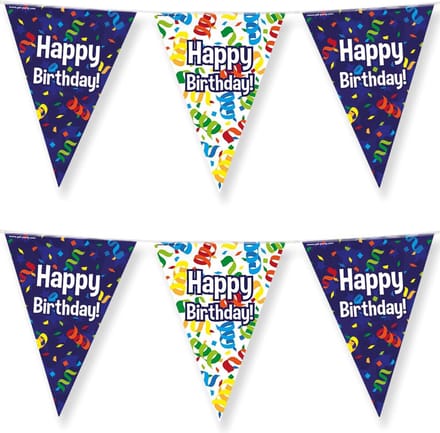 Paperdreams Vlaggenlijn - 2x - Happy birthday/verjaardags feest - 10m