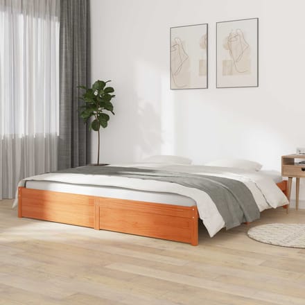 vidaXL - Bedframe - Wasbruin - 200 - x - 200 - cm - Massief - vurenhout
