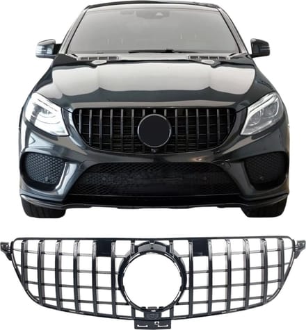 Grill geschikt voor Mercedes GLE - W166 - Glans Zwart - Van 2015-2019
