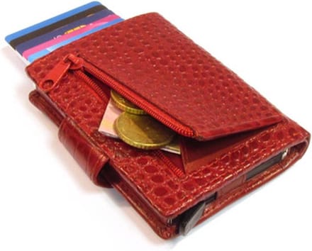 Figuretta Croco RFID Creditcardhouder Leer met Muntgeldvak Rood