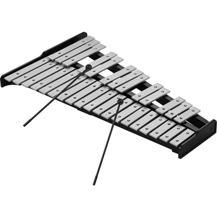 32-toetsen Xylofoon Educatief Glockenspiel Houten Basis Massieve Aluminium Staven met Mallets Percussie zilver