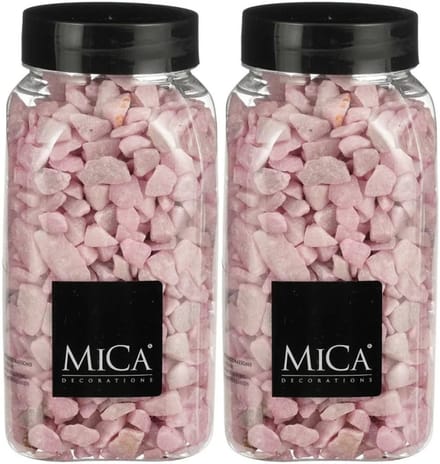 Mica Decorations decoratie steentjes - 2x - roze - 1 kilo - 650ml - hobby steentjes