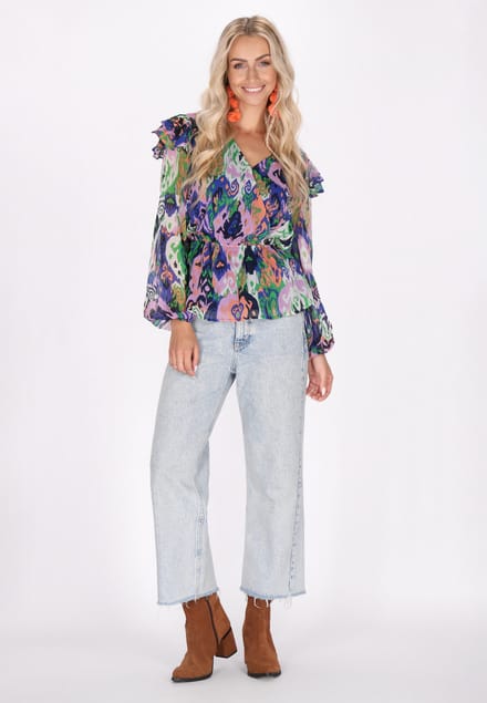 IZIA Blouse Dames Blauw Veelkleurig