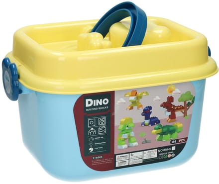 Blokjes Bouwset Dino in Opbergbox - 84dlg.