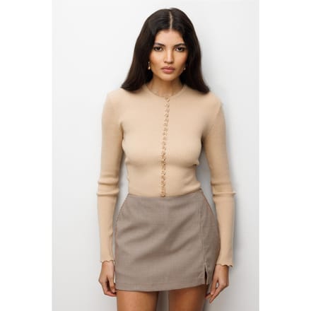 Geribbelde Gebreide Knopen cardigan