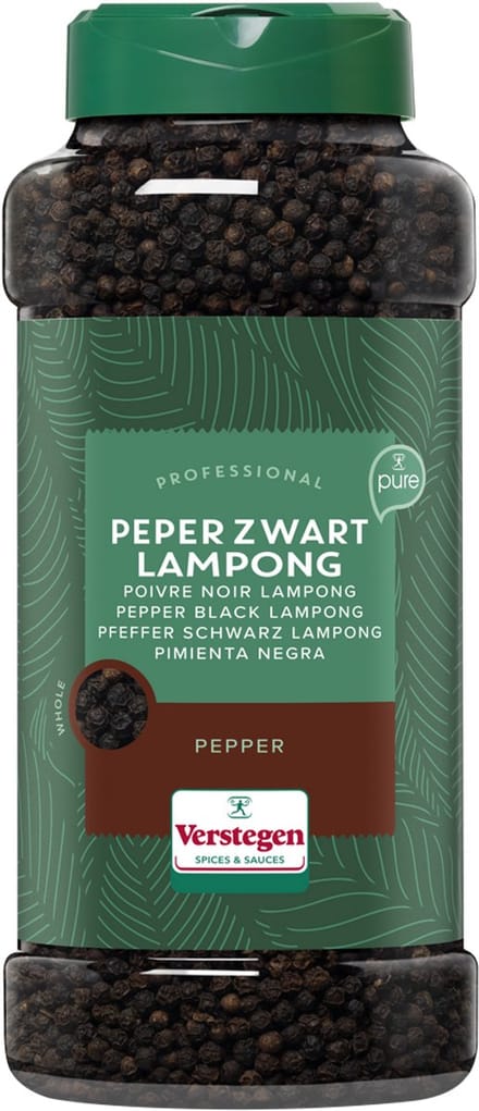 Verstegen - Peper zwart Lampong heel - Pure - Strooibus large - Peper & zout - 580g