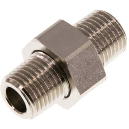 R 1/4'' Vernikkeld Messing Borstnippel 3-delig met Conische afdichting 16 Bar [2 Stuks]