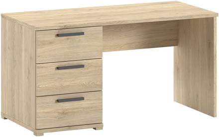 Bureau Sammie - 140x65x74cm - Met Drie Lades - Eikdecor - Vipack - Bureau - Bruin - Melamine; Spaanplaat