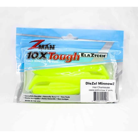 Zman Zacht Kunstaas Diezel MinnowZ 5 Inch 4/Pack Hot Chart (4127)