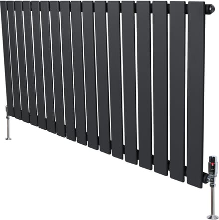 1-kolom design radiator - 600x1190 mm - grijs - thermostaatkraan