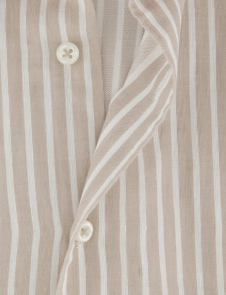 Katoen linnen overhemd beige gestreept Eterna 1863 Modern Fit