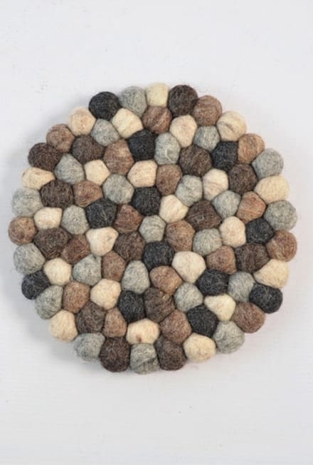 Vilten onderzetter rond  naturel grijs 20 cm