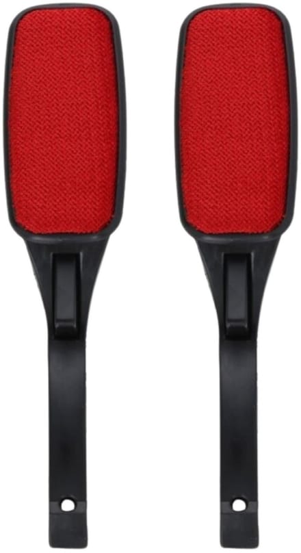 Gerimport Kledingborstel - 2x - L26 cm - zwart /rood - pluizenborstel - inklapbaar