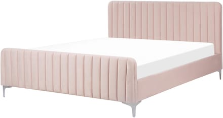 LUNAN - Tweepersoonsbed - Pastelroze - 160 x 200 cm - Fluweel