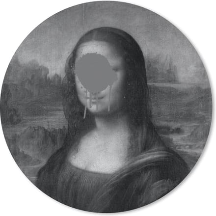 Muismat rond 20x20 cm - Mousepad Mona Lisa - Leonardo da Vinci - Zwart - Wit - Ronde muismatten