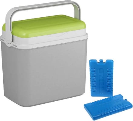 Koelbox grijs/groen - 10 liter - 30 x 19 x 28 cm - incl. 2 koelelementen