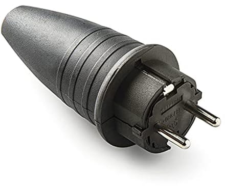 Waterdichte rubber stekker IP44 - thermoplastisch rubber - 16A - 250V - zwart