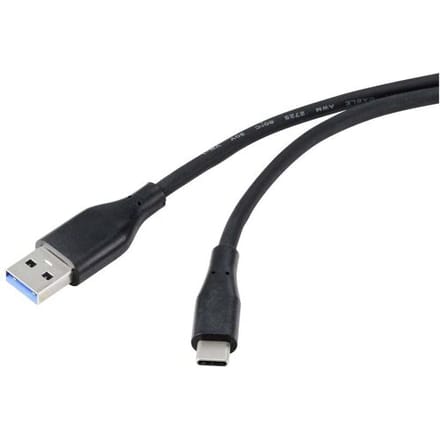 Renkforce RF-4995176 USB-kabel USB 3.2 Gen1 USB-A stekker, USB-C stekker 2.00 m Zwart PVC-mantel, Zeer flexibel
