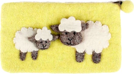 Portemonnee Schaapjes Geel Vilt - 20x11cm