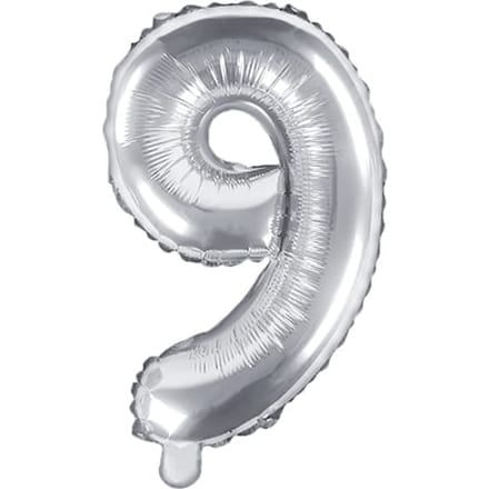 Folieballon Cijfer 9 (35 cm) - Zilver