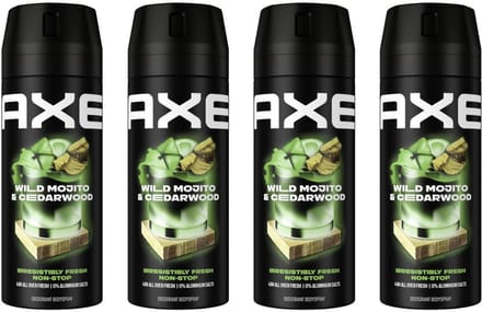 Axe Deo Spray - Wild Green Mojito + Cedarwood - 4 x 150 ml