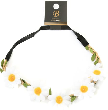 Haarbandje Bloemen - Hippie Hoofdband - Wit - Elastiek - Flower Power