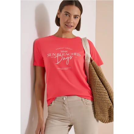 Shirt met boothals en Wording Artwork