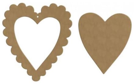 Gomille hartvormig MDF duo frame 20x22 cm decoratie.
