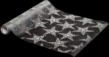 Atmosphera decoratie stof/tafelloper - zilver sterren - 28 x 500 cm