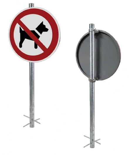 Voordeelset verbodsbord honden, buispaal en scharnierbeugel