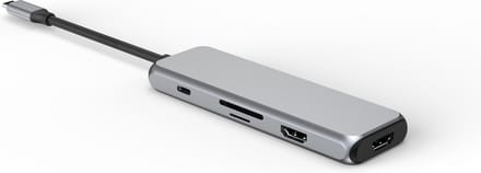 NÖRDIC DOCK-141 Dockingstation USB-C naar HDMI 4K - 1x USB-C, 3x USB A, 1x SD MicroSD - Space Gray