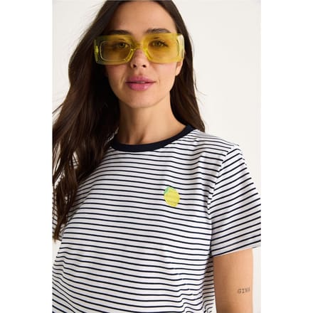 Gestreepte Geborduurde Katoenen T-shirt