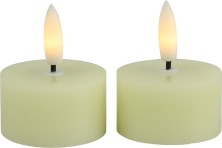 Countryfield LED theelichtjes/waxinelichtjes - 2x st - creme wit - D4 x H5,2 cm - met timer
