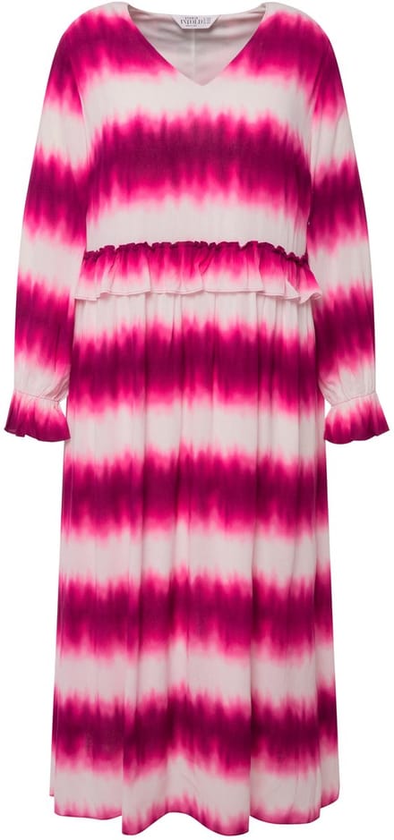 Studio Untold - Dames - Maxi-jurk A-lijn V-hals volant 3'4 mouwen batik - Licht heide - Maat 46+